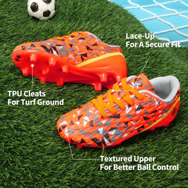 Boys & Girls Soccer Cleats Shoes - ORANGE DARK GREY YELLOW - 2